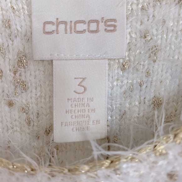 Chico’s Eyelash Shine Sweater Sz 3 - Picture 4 of 6